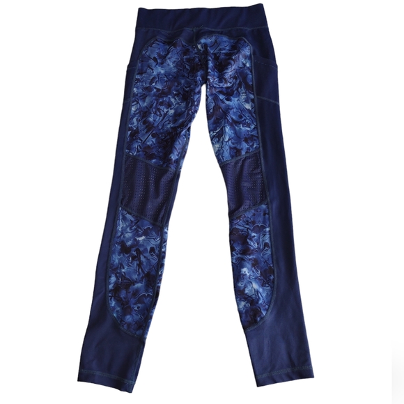 Platinum Sun Size Small UPF50 Blue Mesh Panel Vent Leggings - Picture 2 of 16